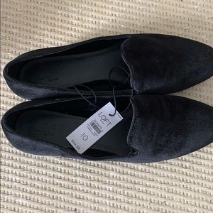 NWT LOFT black velvet loafers